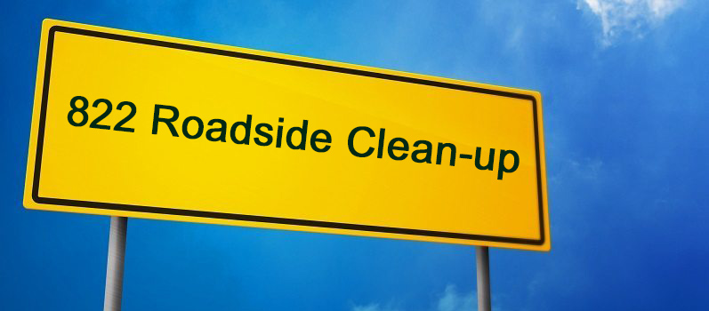 Yellow Road Sign - 822 Roadside Clean-up